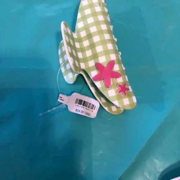 Free People Green and Pink Checkered Hair Clip - Picture 2 of 4